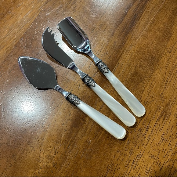 Eme made in Italy stainless steel cheese knife set butter cutter slicer & fork - Picture 3 of 10